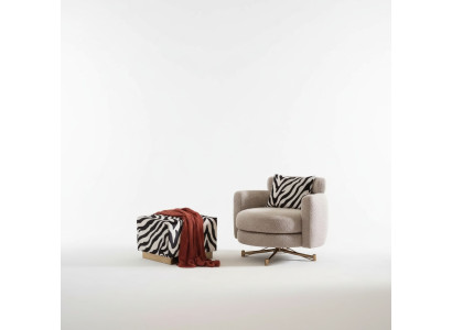 Fauteuil met voetenbankje Oorfauteuil Tv-fauteuil Grijze gestoffeerde fauteuil Zerba