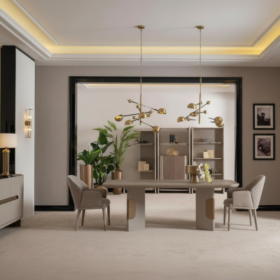 Eetgroep Eetkamer Set Eethoek Eettafel Stoelen Set 7-delig Beige
