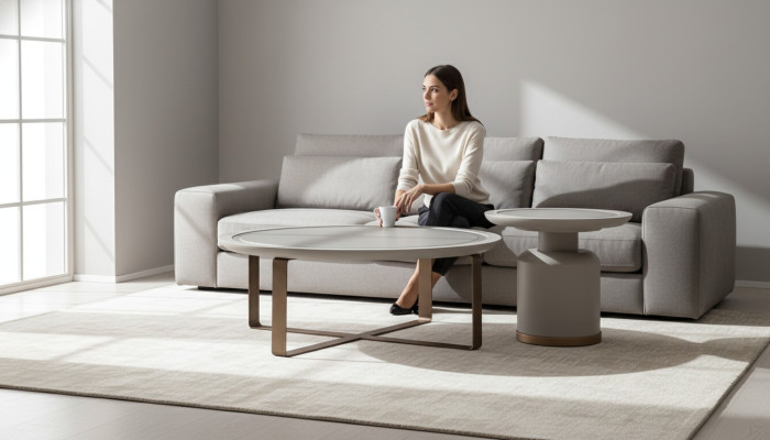 Volledige salontafel bijzettafel Beige Koffietafel Metaal Woonkamer