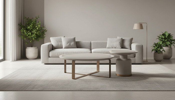 Volledige salontafel bijzettafel Beige Koffietafel Metaal Woonkamer