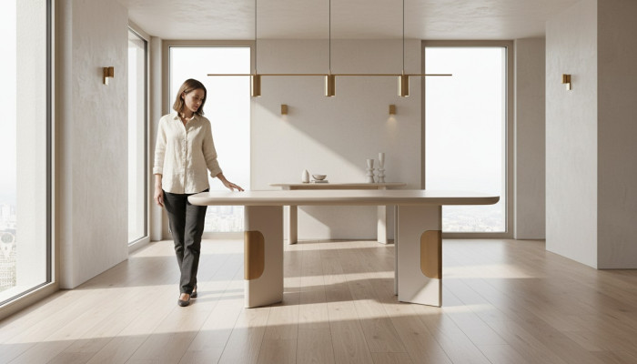Moderne eettafel Tafel Eettafel Hout Eethoek Beige Eetkamerontwerp