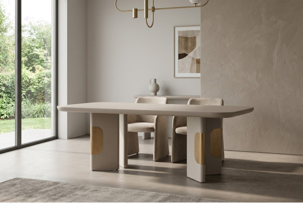 Moderne eettafel Tafel Eettafel Hout Eethoek Beige Eetkamerontwerp