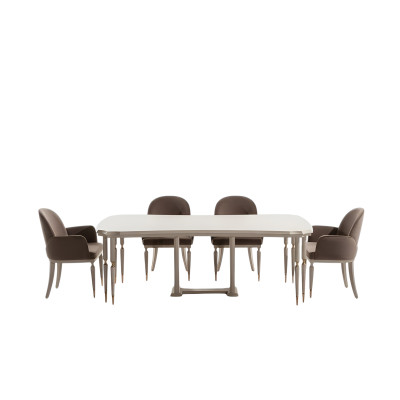 Eetgroep Eethoek Eettafel Stoelen Set 7-delig Eetkamer Beige Hout Design