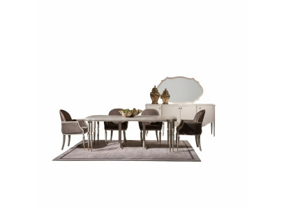 Eetset Eethoek Eettafel Stoelen 9-delig Eetkamer Beige Hout Dressoir