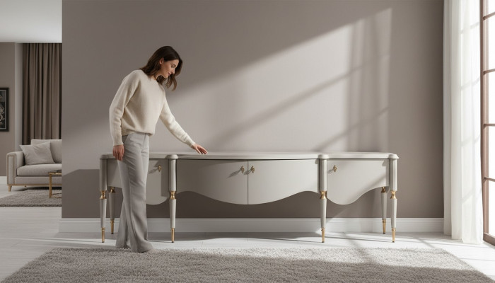 Sideboard TV-laagbord TV-standaard Beige hout Woonkamer Tafel Kast