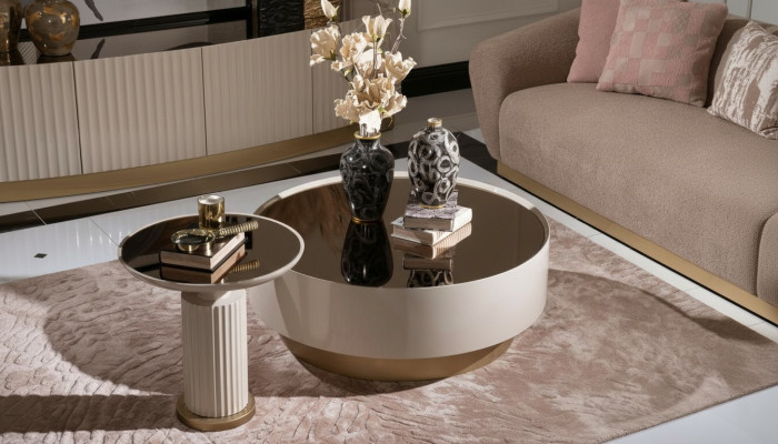 Volledige salontafel bijzettafel sofabtafel koffietafel beige luxe