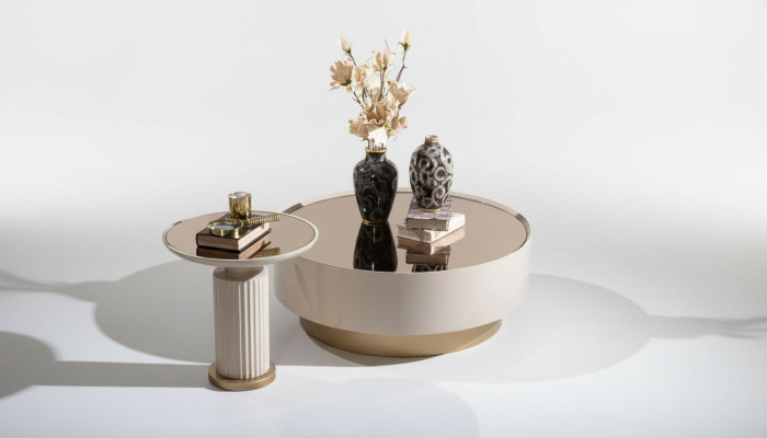 Volledige salontafel bijzettafel sofabtafel koffietafel beige luxe