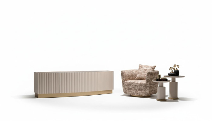Woonkamer Complete fauteuil dressoir bijzettafel set 4-delige Beige