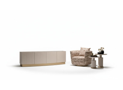 Woonkamer Complete fauteuil dressoir bijzettafel set 4-delige Beige