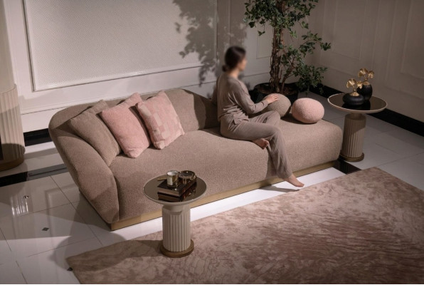 Chaiselongue Ontspanningsligstoel Ligstoel Bank Beige Modern Gestoffeerd Stof