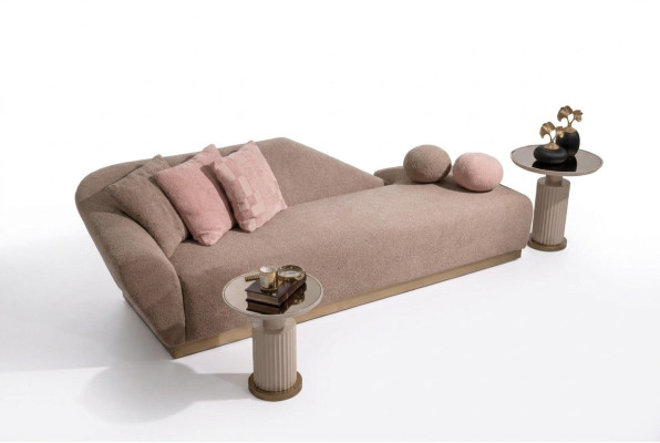 Chaiselongue Ontspanningsligstoel Ligstoel Bank Beige Modern Gestoffeerd Stof