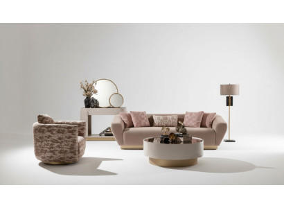 Stoffen bankstel bankstel bank 3-zits fauteuil salontafel beige stof 3-delig