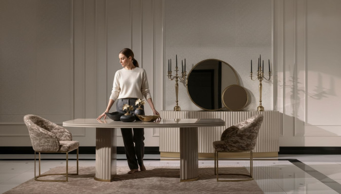 Eethoek Eethoek Eettafel Stoelenset 9-delig Eetkamer Beige Hout Luxe