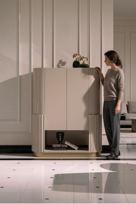 Bar kast Kast Houten kast Houten Bar Beige Drank Woonkamer