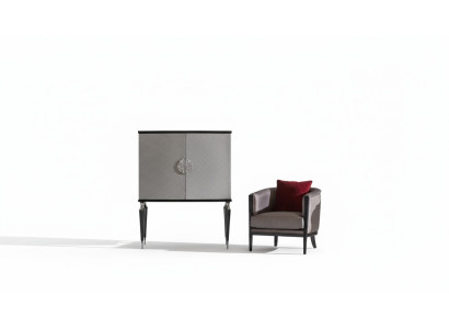 Garnituur Fauteuil Barkast Grijs Stof Oorfauteuil Bar Woonkamer Set