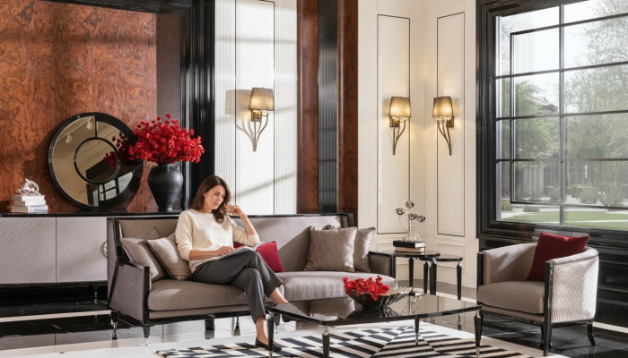 Sofa set met driezitsbank, fauteuil en salontafels, 5-delig grijs stoffen bankstel.