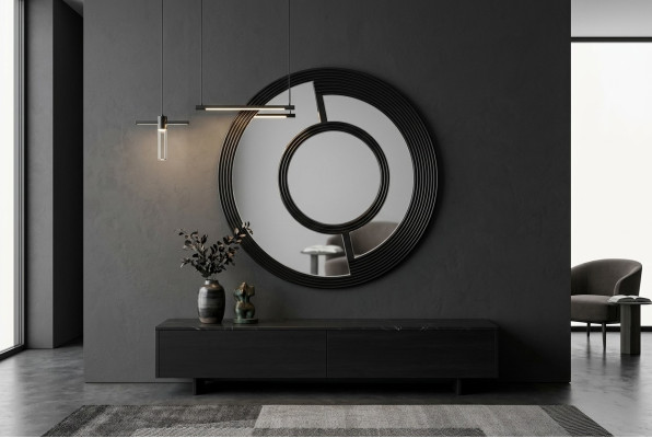 Wandspiegel Rund Spiegel Dekorative Modern Design Wohnzimmer Schwarz Spiegel Rond Decoratief Modern Ontwerp Woonkamer Zwart