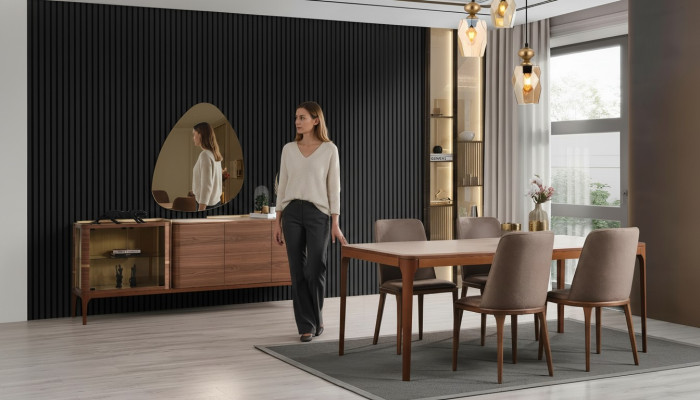 Complete eetkamer eethoek eettafel stoelen 9-delig hout bruin
