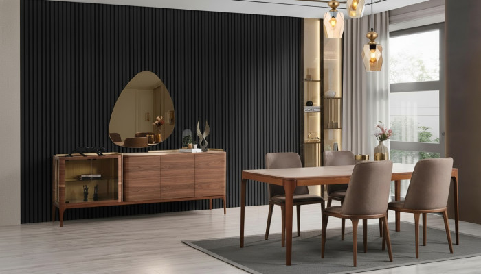 Complete eetkamer eethoek eettafel stoelen 9-delig hout bruin
