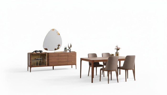 Complete eetkamer eethoek eettafel stoelen 9-delig hout bruin