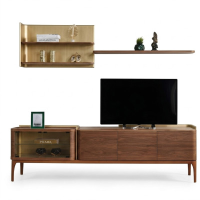Sideboard Regale RTV Lowboard TV Ständer Schrank Holz Braun Set  Dressoir planken RTV Lowboard TV standaard kast hout bruin set