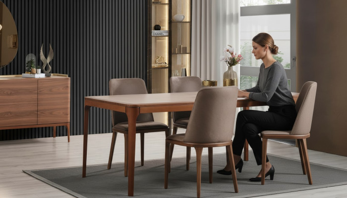 Eetkamerset Eettafel Hoekbank Eettafel Stoelen 7-delig Hout Bruin