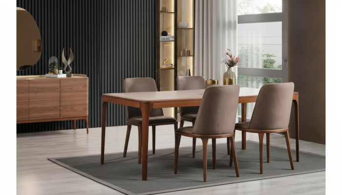 Eetkamerset Eettafel Hoekbank Eettafel Stoelen 7-delig Hout Bruin