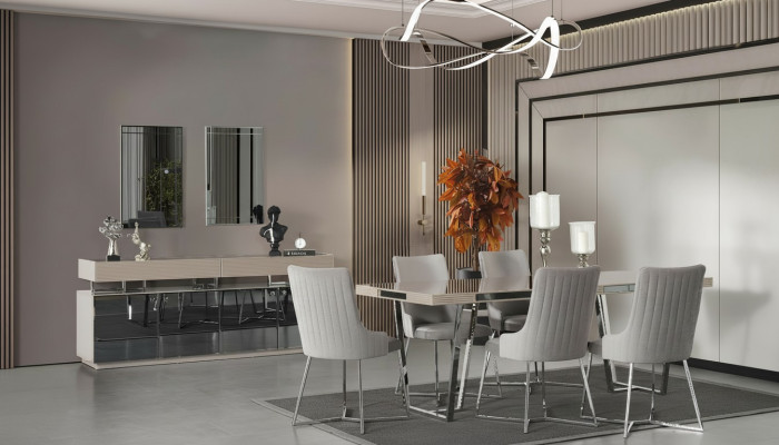 Eetgroep Eetkamer Groep Eethoek Eettafel Stoelen 10-delig Hout Grijs