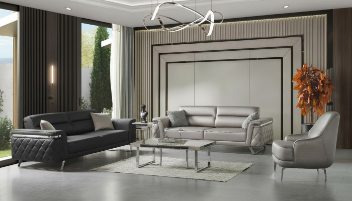 Luxe bankstel met drie-zits bankstoel stoffen bank grijs gestoffeerde bankstellen sofa's