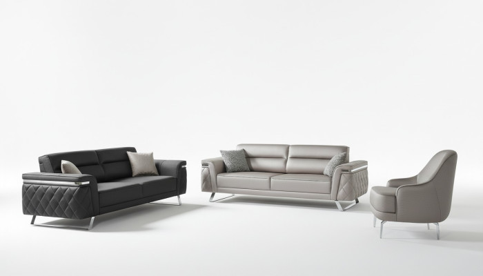 Luxe bankstel met drie-zits bankstoel stoffen bank grijs gestoffeerde bankstellen sofa's
