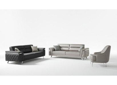 Luxe bankstel met drie-zits bankstoel stoffen bank grijs gestoffeerde bankstellen sofa's