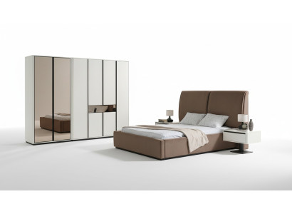 Slaapkamer set Tweepersoonsbed Nachtkastjes 4-delig Beige Kast