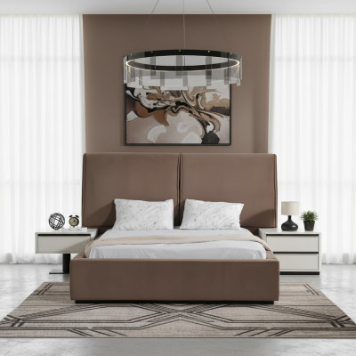 Slaapkamermeubels Slaapkamer set Tweepersoonsbed Bed Nachtkastjes 3-delig Beige