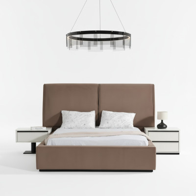 Slaapkamermeubels Slaapkamer set Tweepersoonsbed Bed Nachtkastjes 3-delig Beige