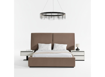 Slaapkamermeubels Slaapkamer set Tweepersoonsbed Bed Nachtkastjes 3-delig Beige