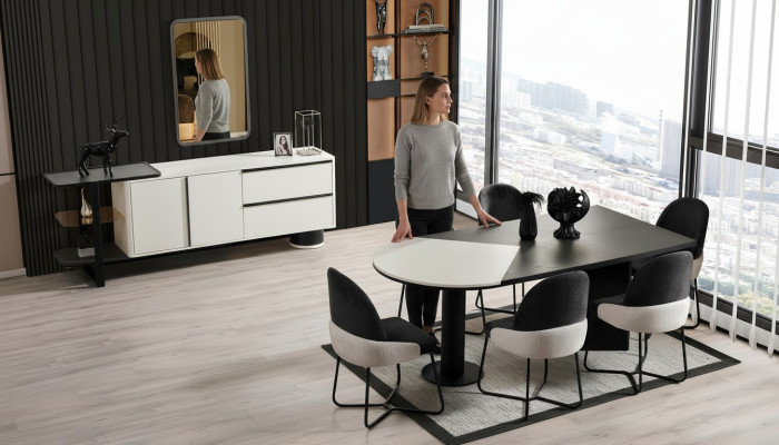 Eetgroep Eetkamer Set Eethoek Eettafel Stoelen 9-delig Hout Wit
