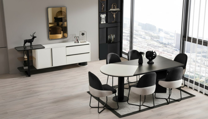 Eetgroep Eetkamer Set Eethoek Eettafel Stoelen 9-delig Hout Wit