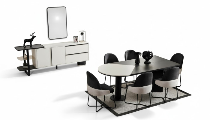 Eetgroep Eetkamer Set Eethoek Eettafel Stoelen 9-delig Hout Wit