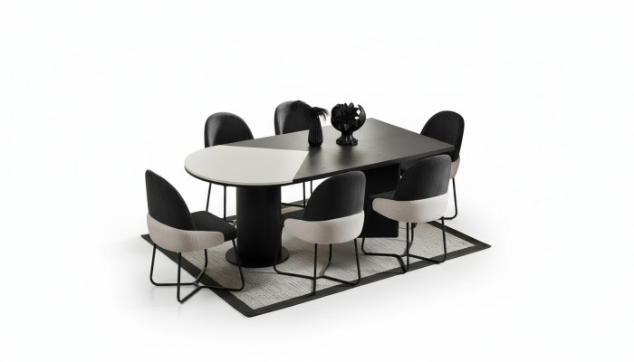 Eetkamerset Eetkamer Groep Eethoek Eettafel Stoelen 7-delig Hout Zwart