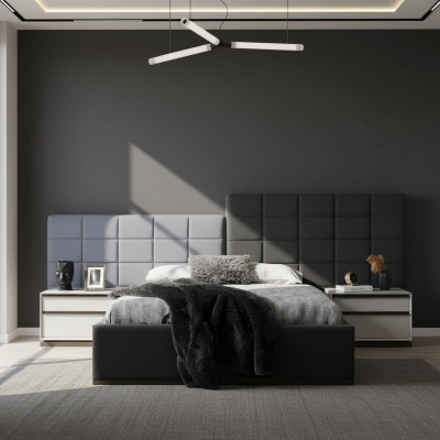 Slaapkamerbed set tweepersoonsbed bed nachtkastjes 3-delig grijs modern