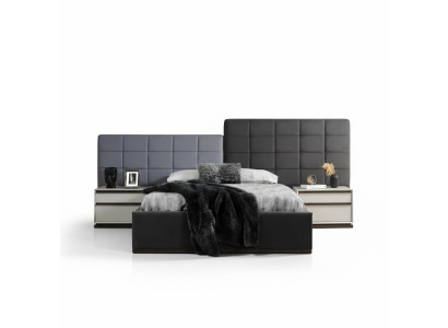 Slaapkamerbed set tweepersoonsbed bed nachtkastjes 3-delig grijs modern