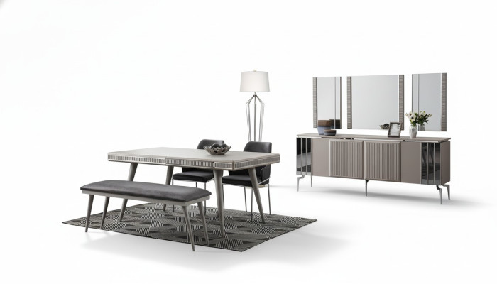Eetkamermeubels Eethoek Eettafel Eetgroep Eettafel Stoelen 9-delig Grijs