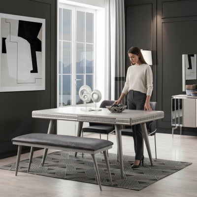 Eetkamerset Eetkamermeubels Eethoek Eettafel Eettafel Stoelen 6-delig Grijs