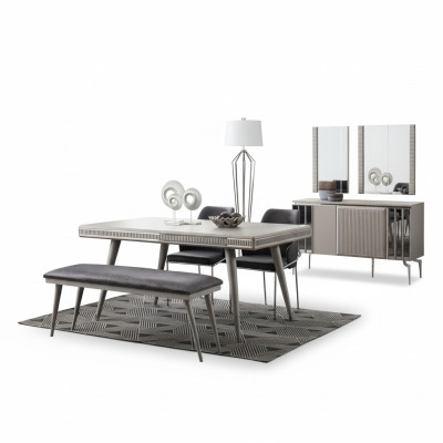 Eetkamerset Eetkamermeubels Eethoek Eettafel Eettafel Stoelen 6-delig Grijs