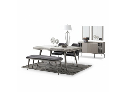 Eetkamerset Eetkamermeubels Eethoek Eettafel Eettafel Stoelen 6-delig Grijs