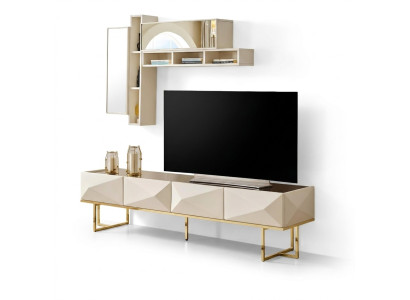 Sideboard RTV Lowboard Woonkamer TV-standaard Kast Hout Beige Planken