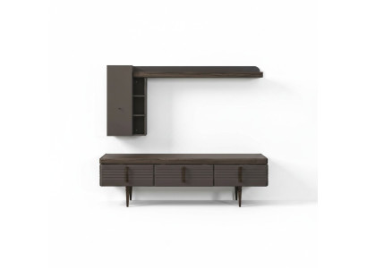 Woonwand Sideboard RTV Lowboard Planken TV-standaard Kast Hout Grijs.