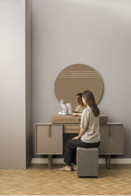Vanity console dressing table wood gray mirror bedroom