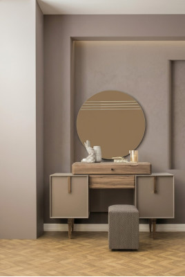 Vanity console dressing table wood gray mirror bedroom