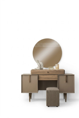 Vanity console dressing table wood gray mirror bedroom